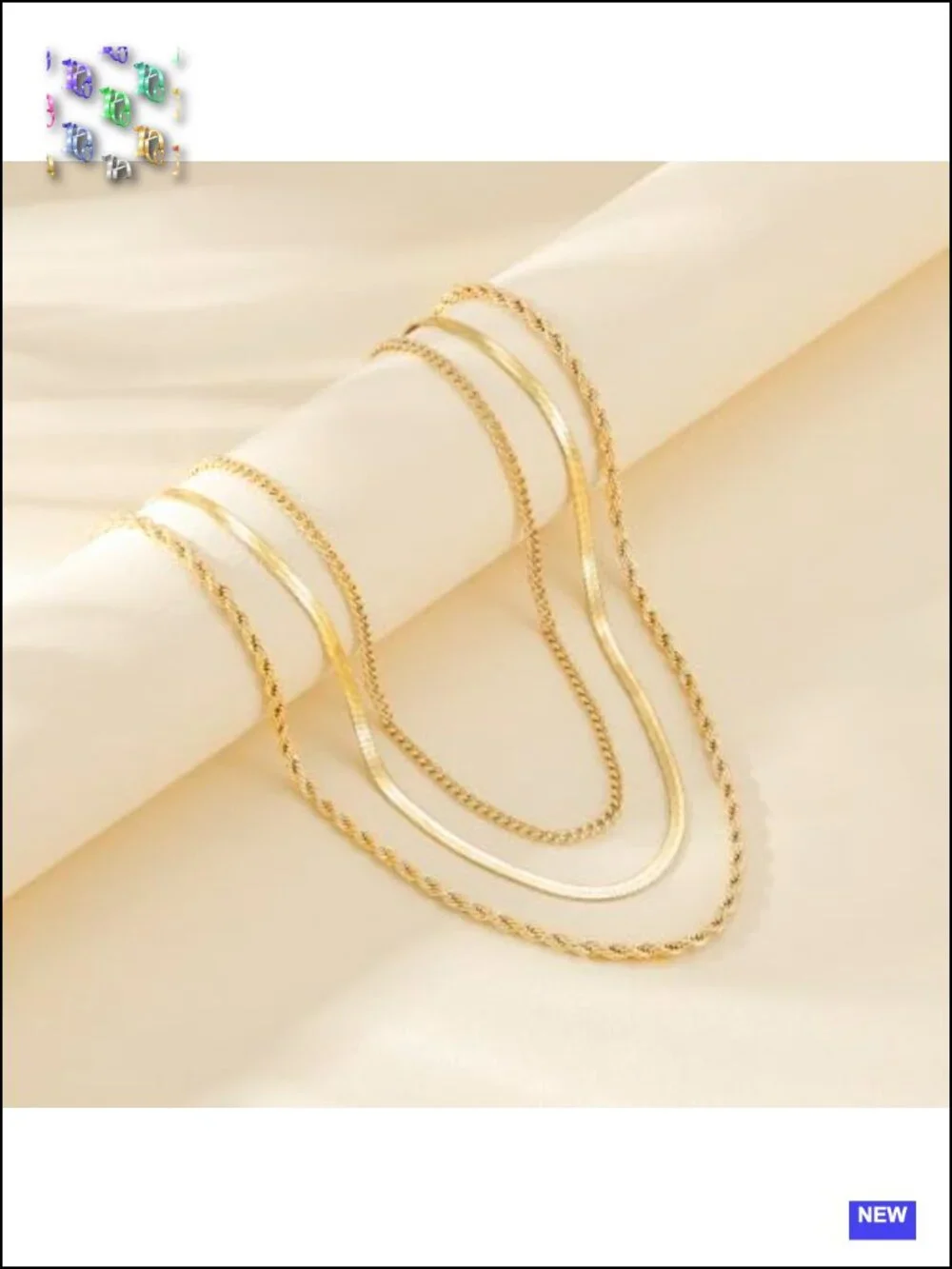 14K Gold Plated Layered Chain Choker Necklace Set for Women
